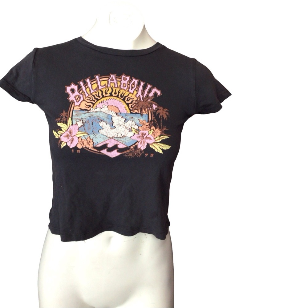 Billabong Black and Pink Graphic Tee